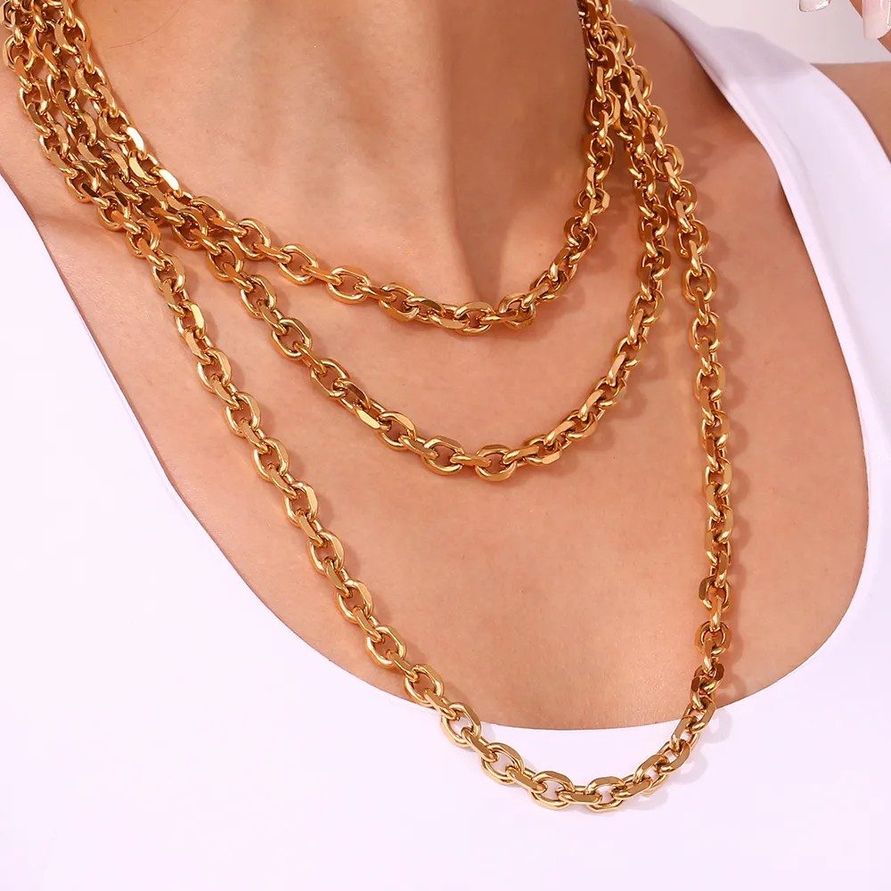 Simple Style Classic Style Solid Color Stainless Steel Plating 18K Gold Plated Necklace_colorza_15