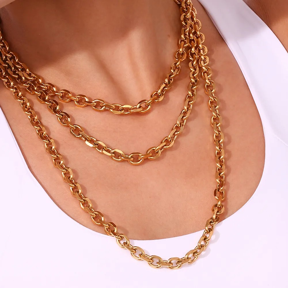 Simple Style Classic Style Solid Color Stainless Steel Plating 18K Gold Plated Necklace_colorza_18