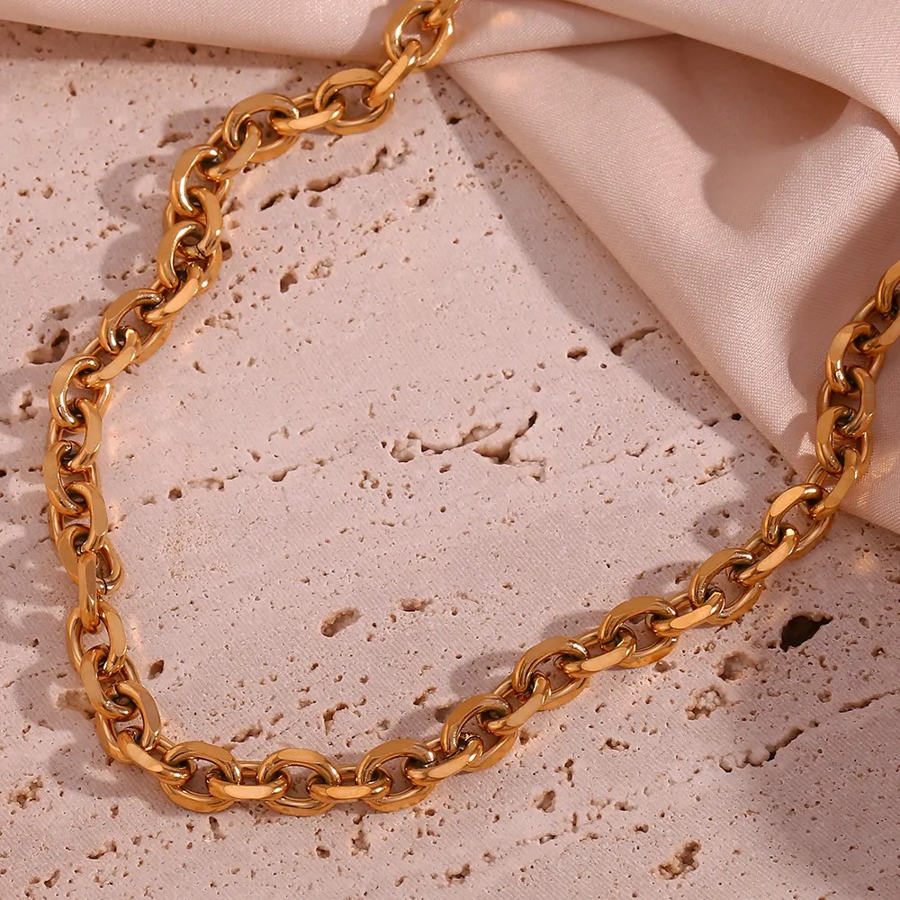 Simple Style Classic Style Solid Color Stainless Steel Plating 18K Gold Plated Necklace_colorza_19