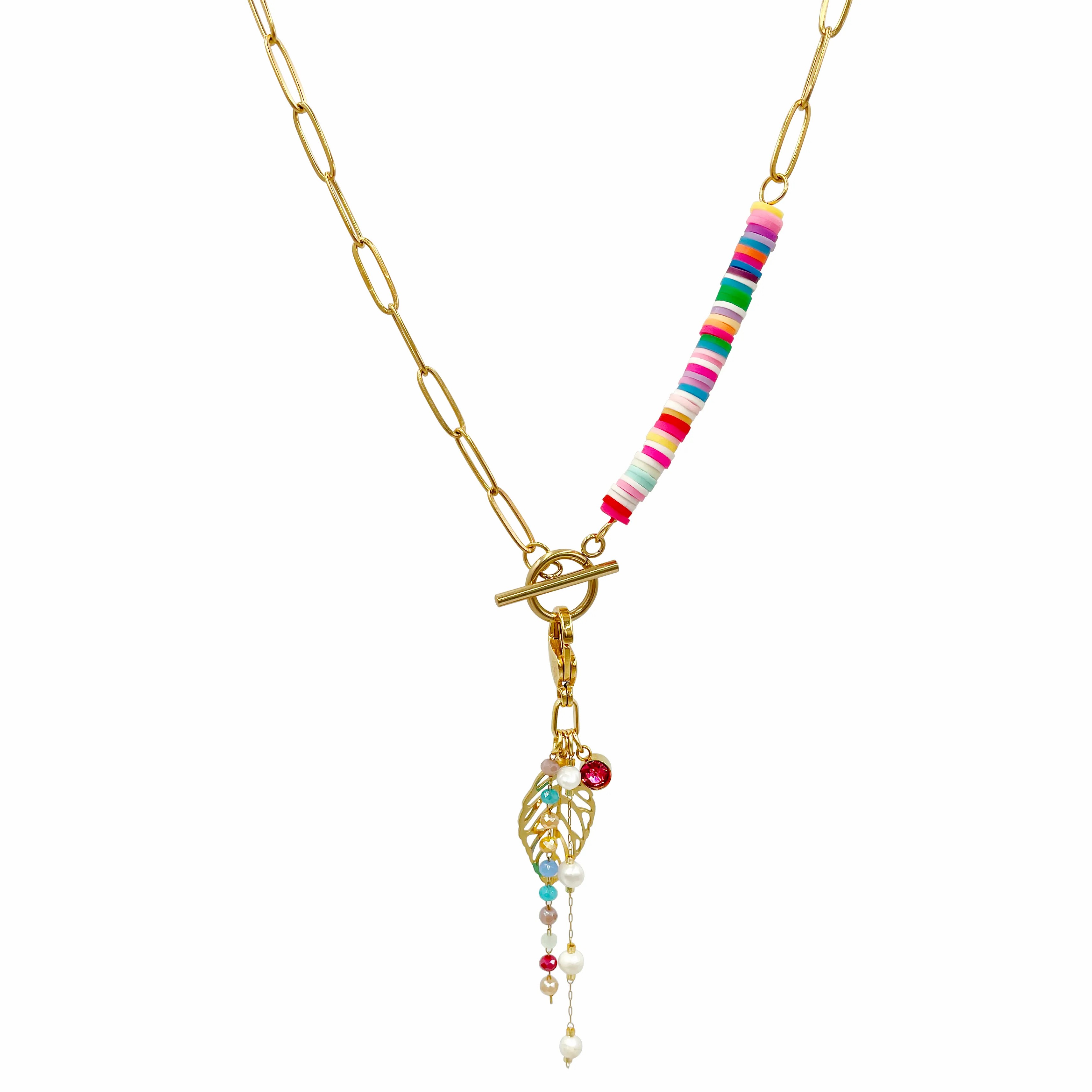 Sweet Artistic Leaves Stainless Steel Plating Necklace_colorza_4