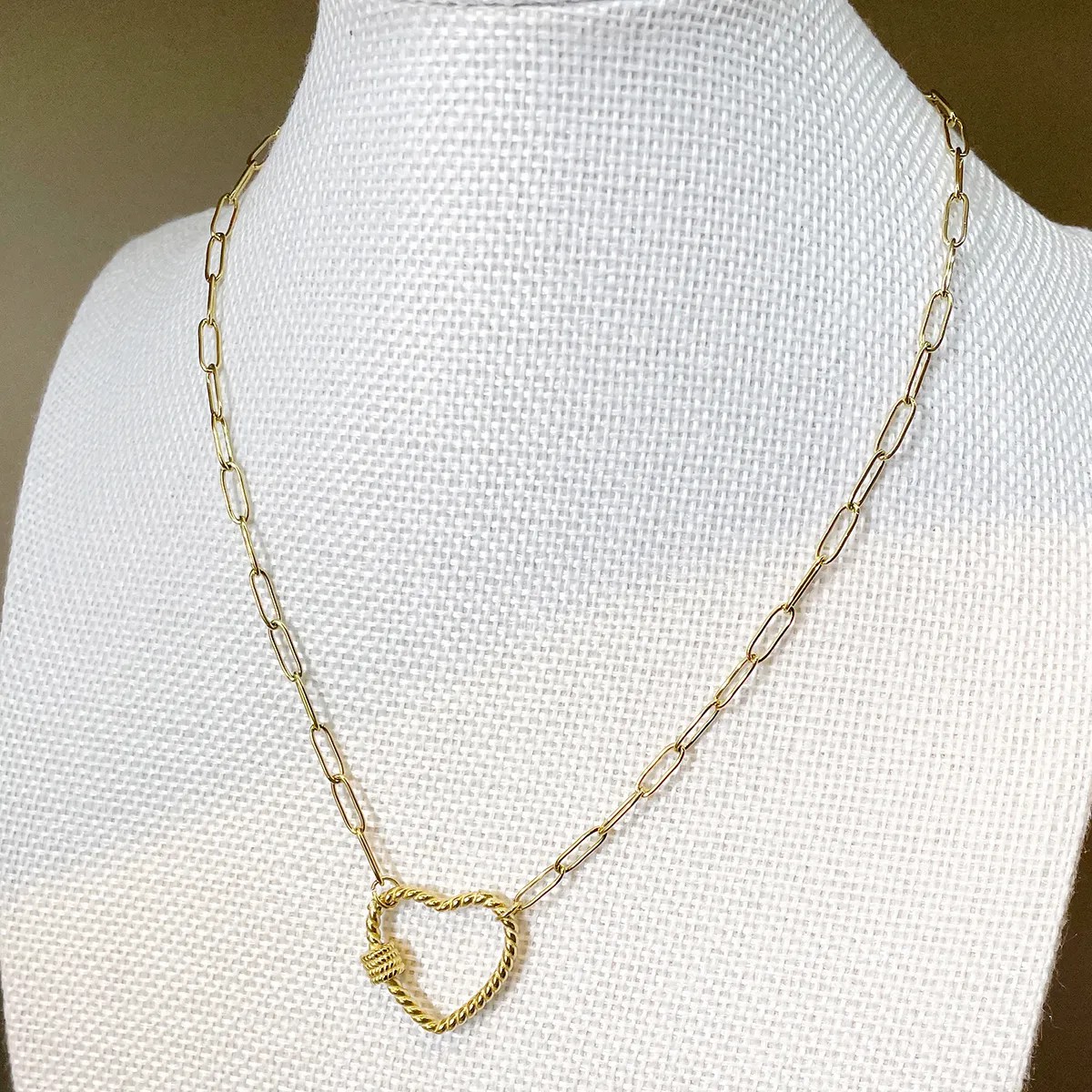 Casual Simple Style Heart Shape Stainless Steel Polishing Plating Hollow Out Gold Plated Long Necklace Necklace_colorza_1