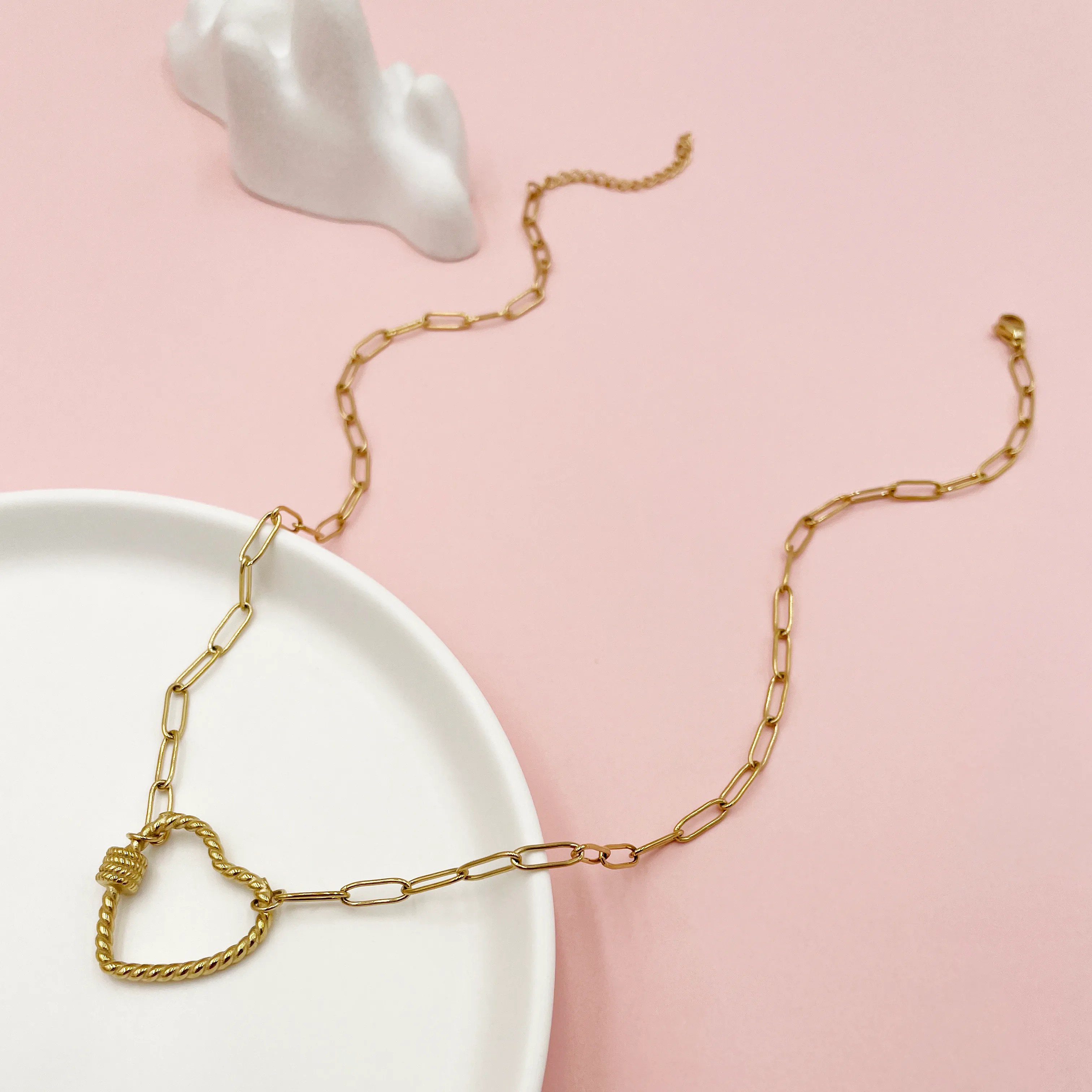 Casual Simple Style Heart Shape Stainless Steel Polishing Plating Hollow Out Gold Plated Long Necklace Necklace_colorza_2