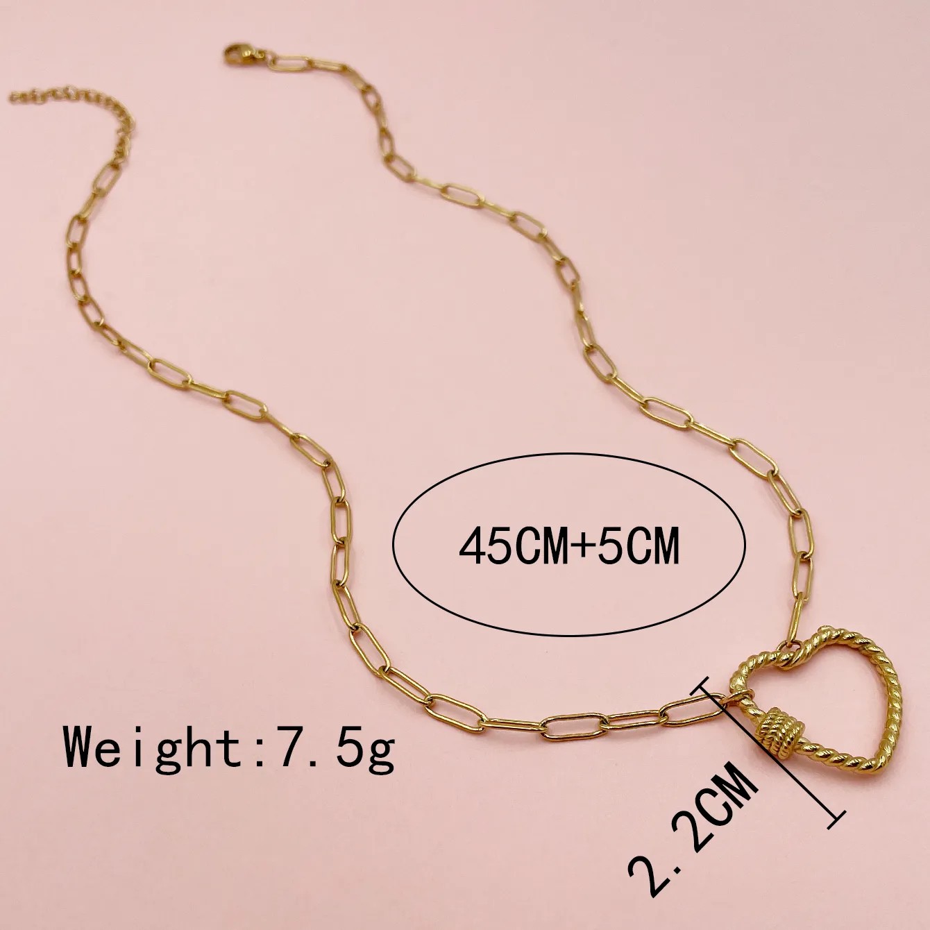 Casual Simple Style Heart Shape Stainless Steel Polishing Plating Hollow Out Gold Plated Long Necklace Necklace_colorza_3