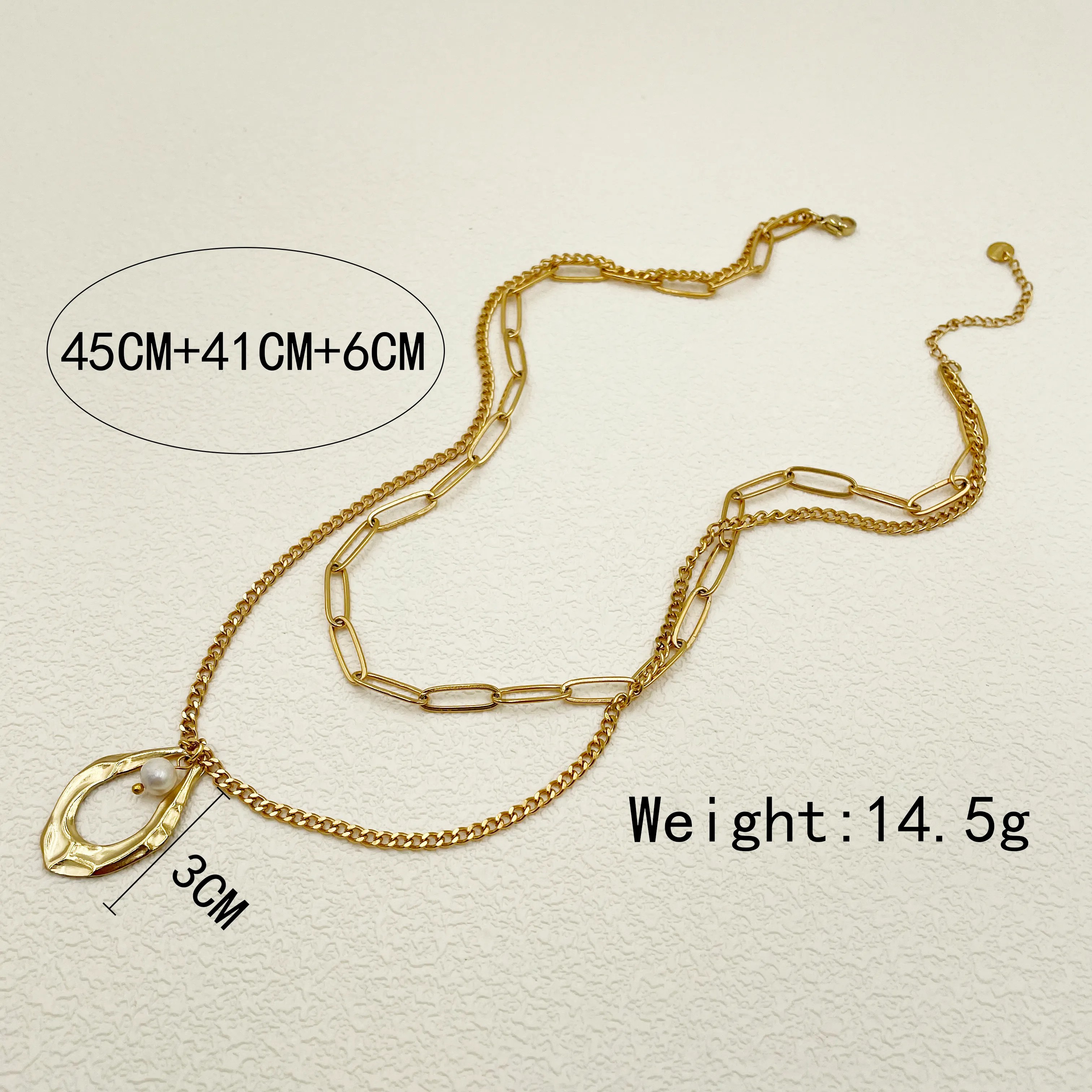 Commute Solid Color Stainless Steel Layered Polishing Plating Gold Plated Necklace_colorza_3