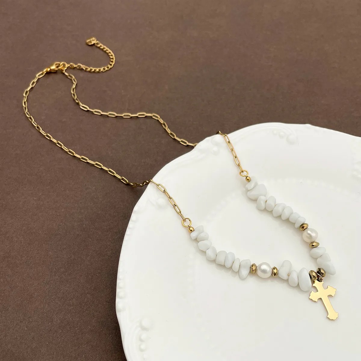 Commute Cross Stainless Steel Plating Gold Plated Pendant Necklace_colorza_1
