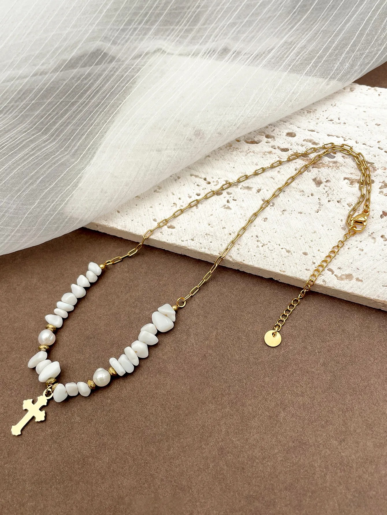 Commute Cross Stainless Steel Plating Gold Plated Pendant Necklace_colorza_2