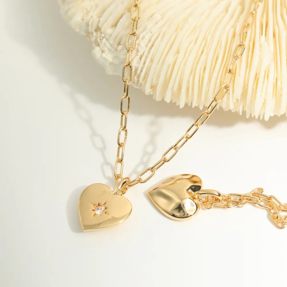 Retro Simple Style Heart Shape Stainless Steel Plating Inlay Zircon Gold Plated Pendant Necklace_colorza_4