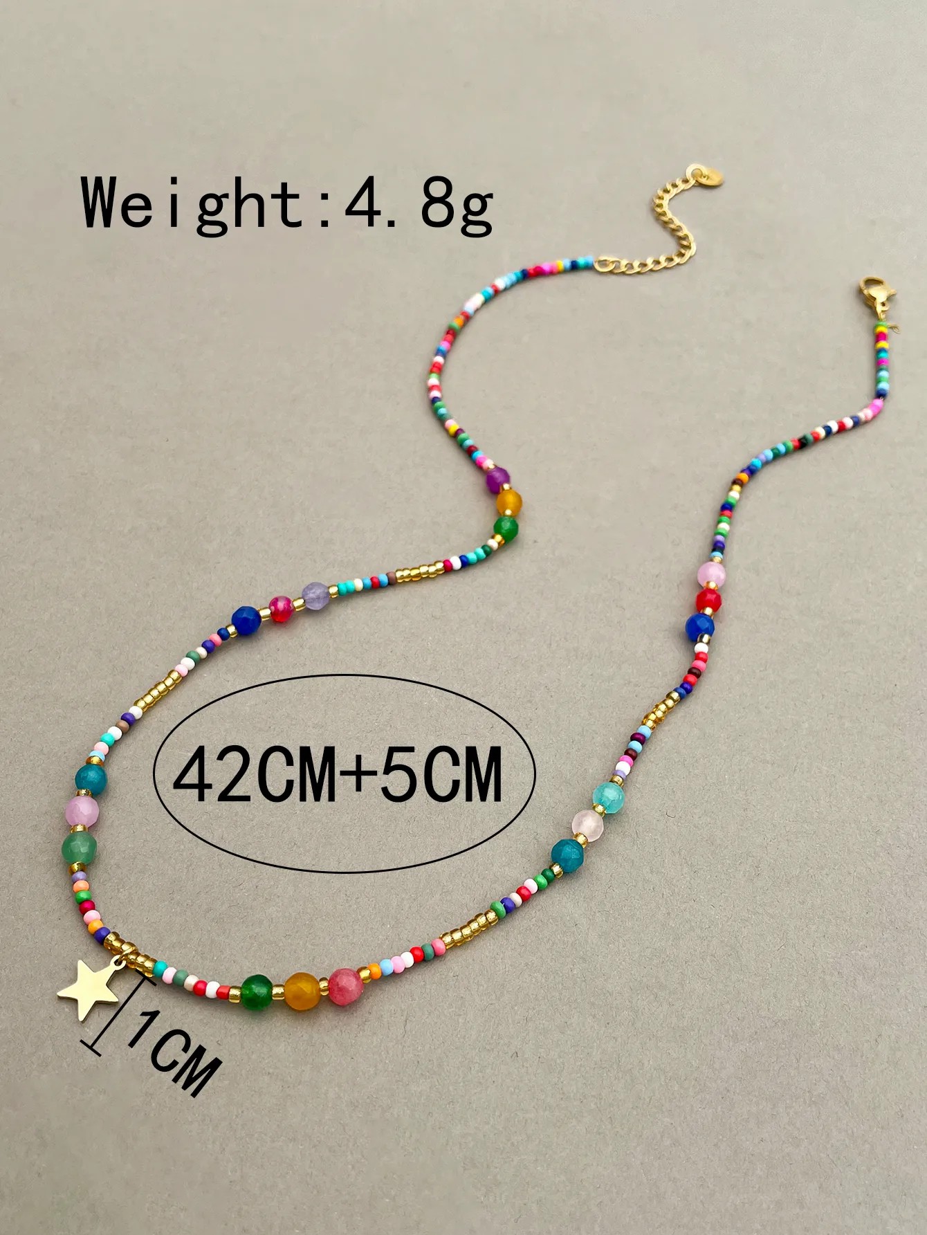 Sweet Artistic Star Stainless Steel Artificial Crystal Beaded Plating Gold Plated Necklace_colorza_3