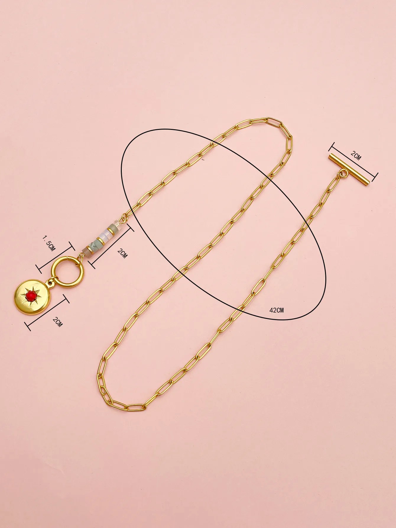 Simple Style Artistic Round Star Stainless Steel Polishing Plating Inlay Turquoise Gold Plated Pendant Necklace_colorza_3