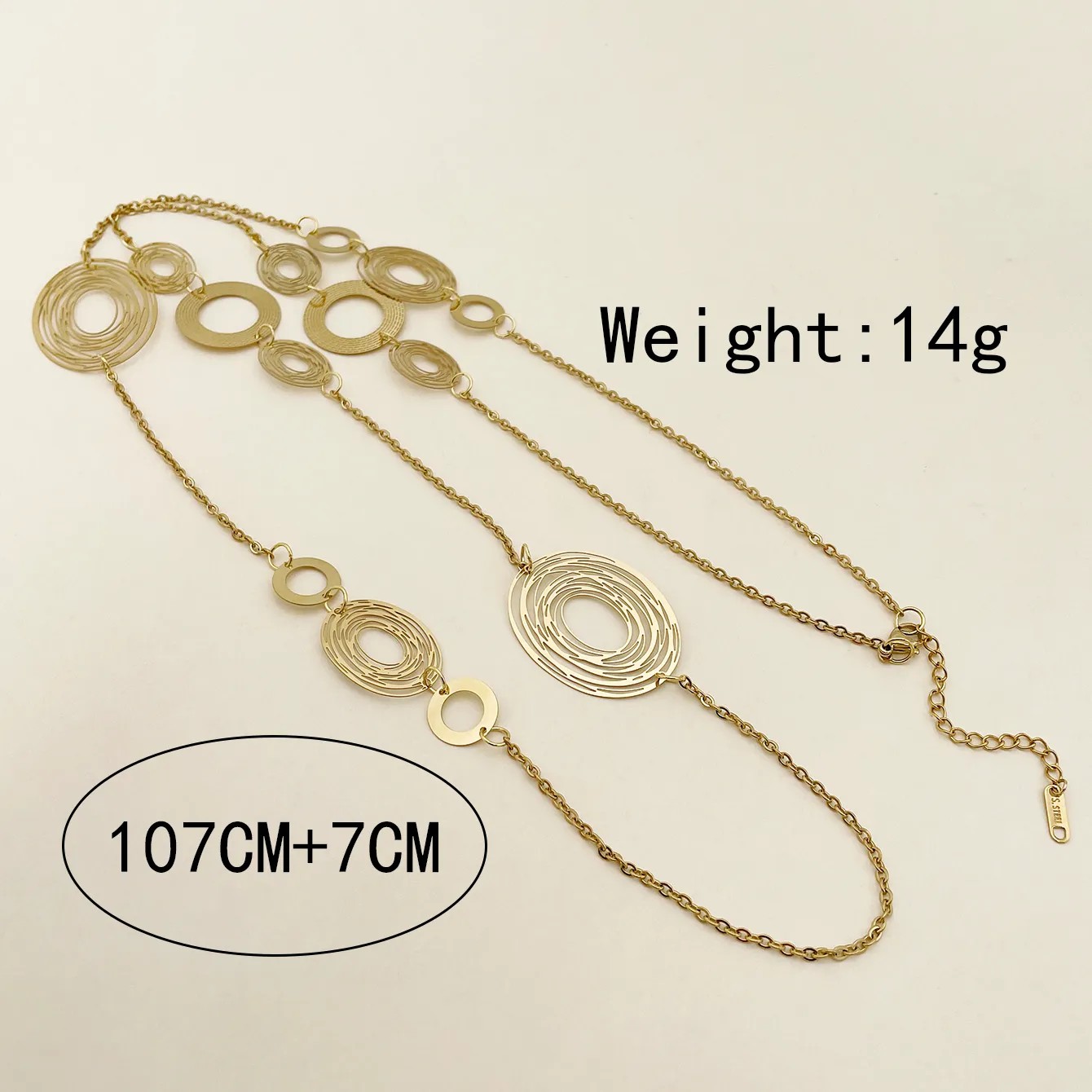 Glam Circle Stainless Steel Polishing Plating Hollow Out Gold Plated Layered Necklaces_colorza_3