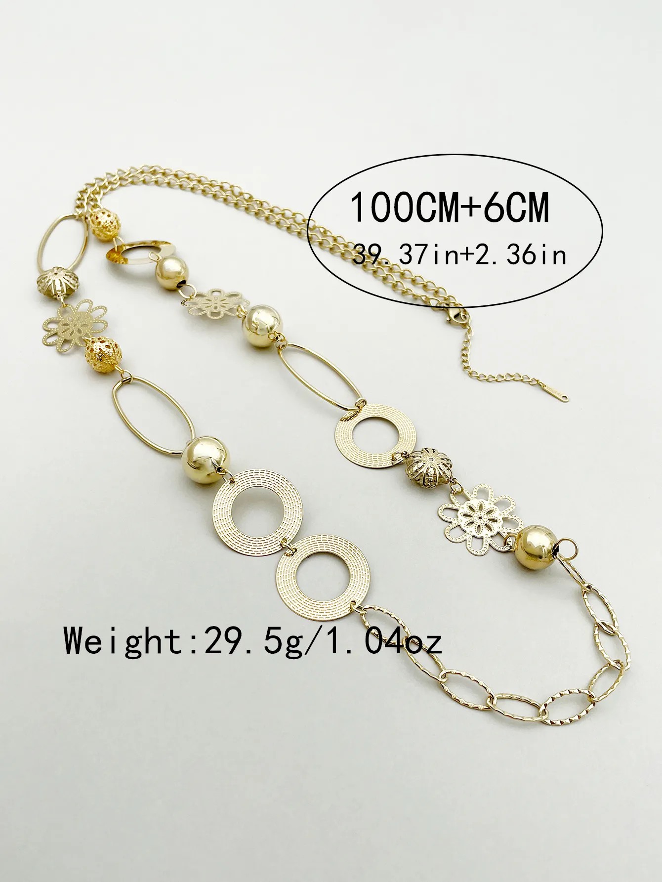 Vacation Circle Flower Stainless Steel Polishing Plating Hollow Out Gold Plated Long Necklace_colorza_3