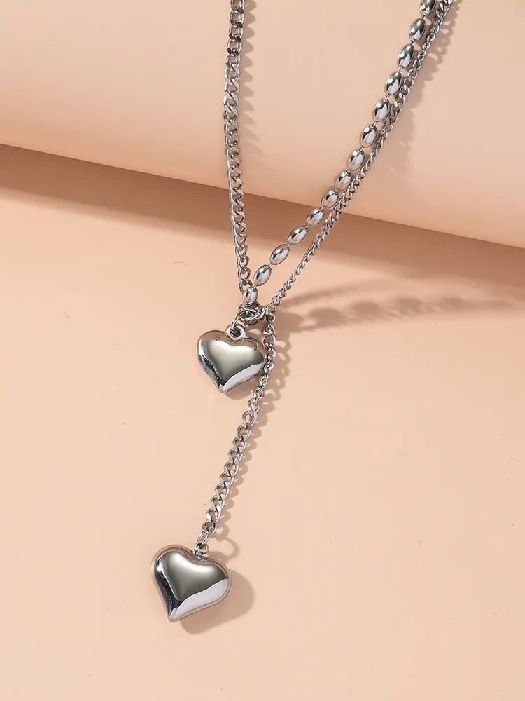 Sweet Simple Style Heart Shape Titanium Steel Polishing Pendant Necklace_colorza_1