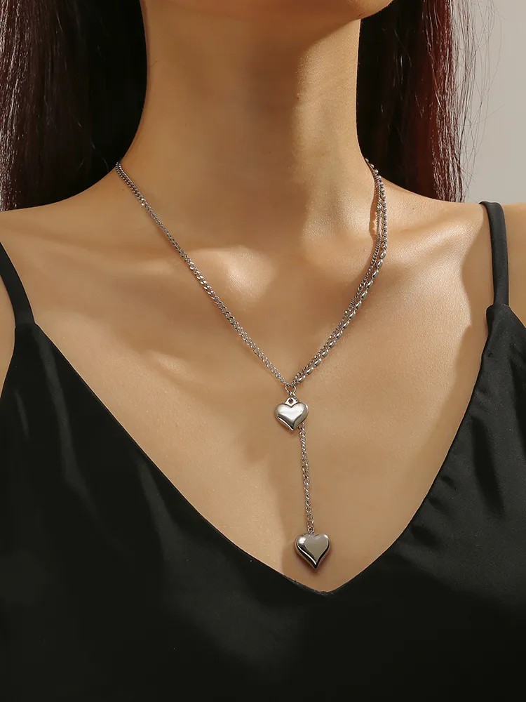 Sweet Simple Style Heart Shape Titanium Steel Polishing Pendant Necklace_colorza_3