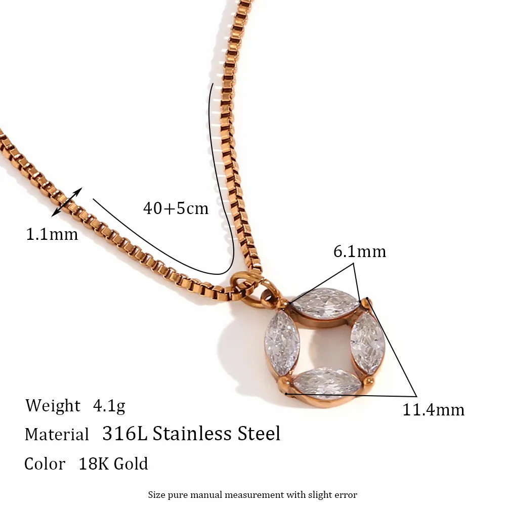 Simple Style Classic Style Horse Eye Stainless Steel Plating Inlay Zircon 18K Gold Plated Pendant Necklace_colorza_2