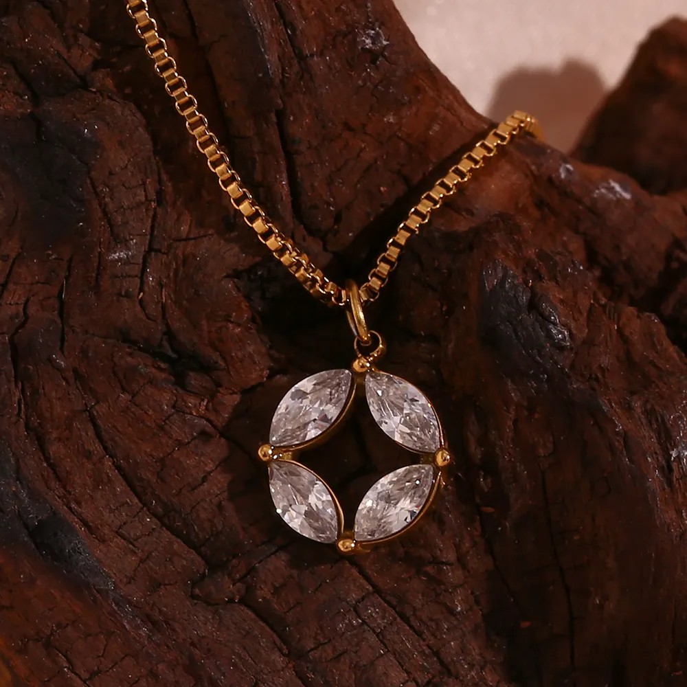 Simple Style Classic Style Horse Eye Stainless Steel Plating Inlay Zircon 18K Gold Plated Pendant Necklace_colorza_3