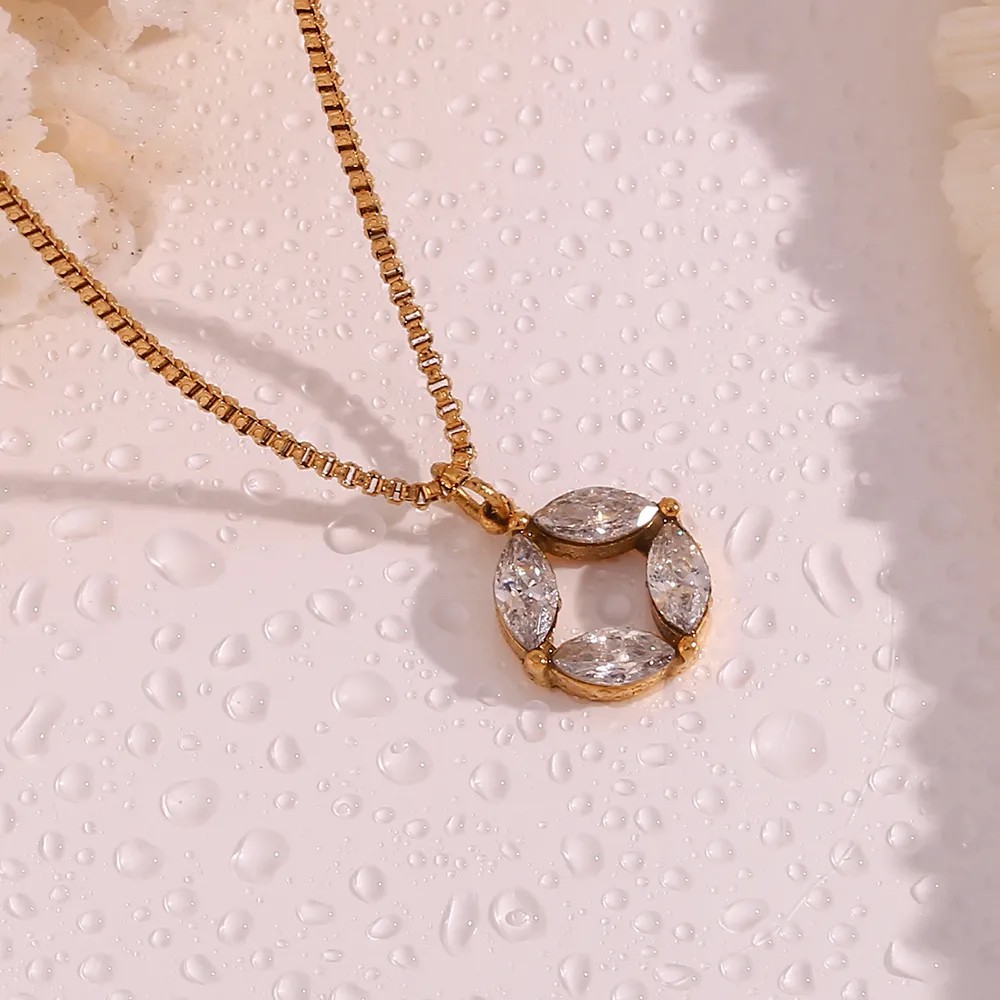 Simple Style Classic Style Horse Eye Stainless Steel Plating Inlay Zircon 18K Gold Plated Pendant Necklace_colorza_5