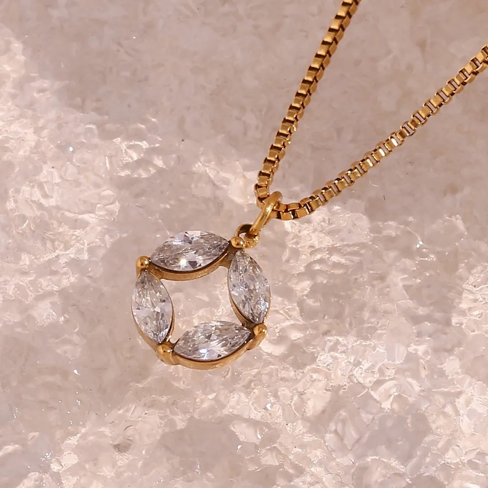 Simple Style Classic Style Horse Eye Stainless Steel Plating Inlay Zircon 18K Gold Plated Pendant Necklace_colorza_6