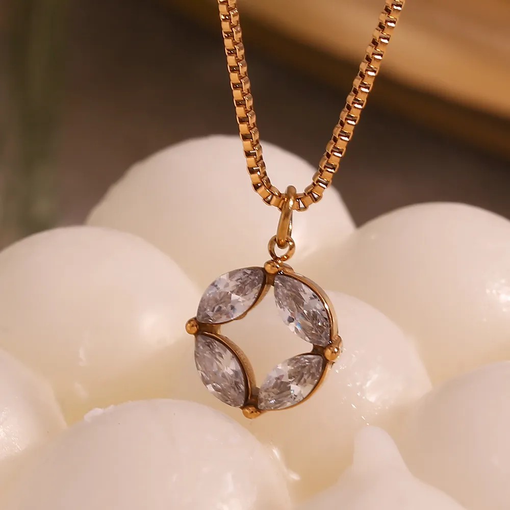 Simple Style Classic Style Horse Eye Stainless Steel Plating Inlay Zircon 18K Gold Plated Pendant Necklace_colorza_7
