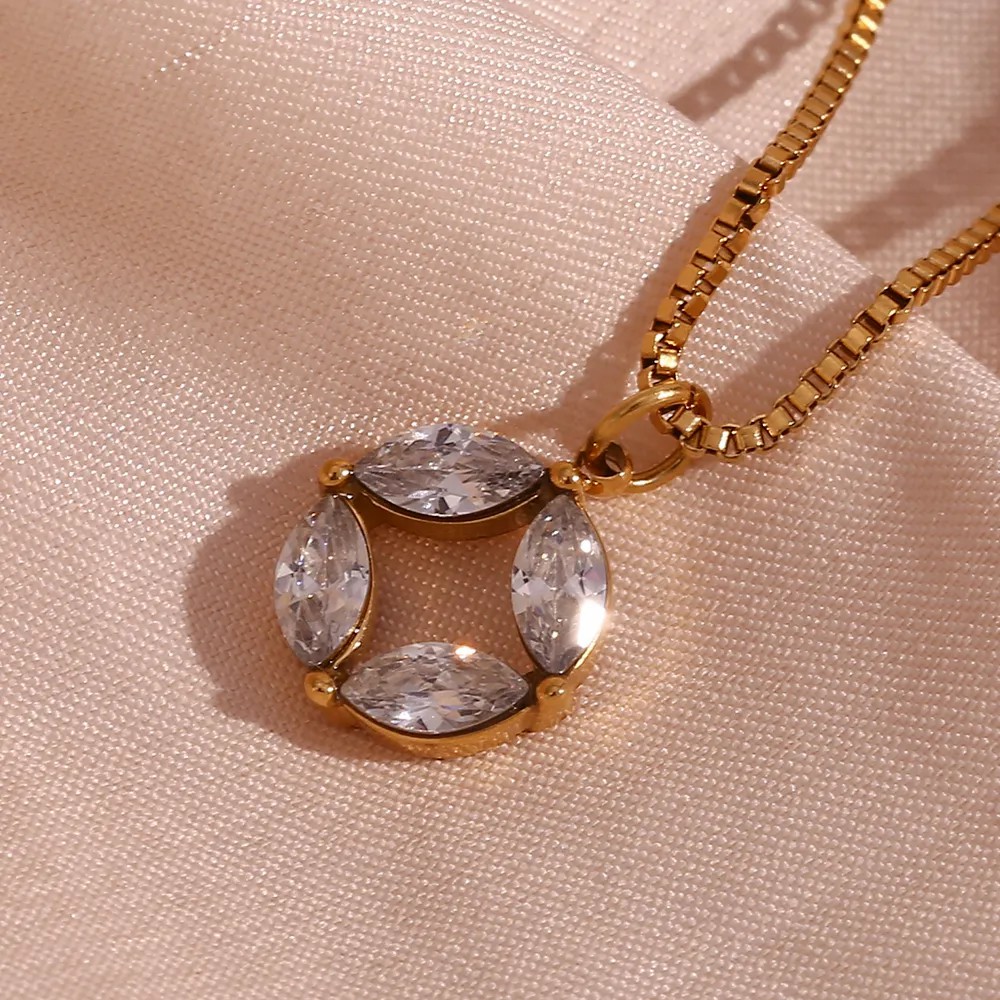 Simple Style Classic Style Horse Eye Stainless Steel Plating Inlay Zircon 18K Gold Plated Pendant Necklace_colorza_8