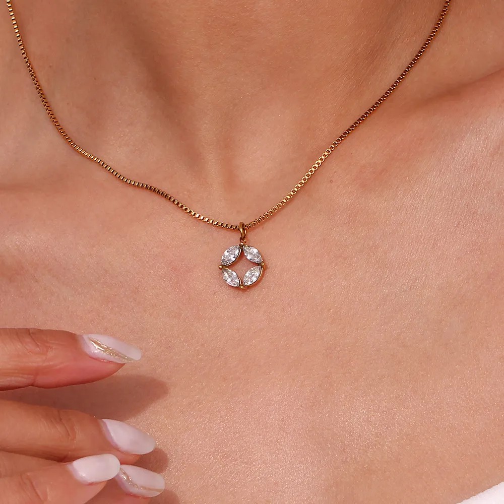 Simple Style Classic Style Horse Eye Stainless Steel Plating Inlay Zircon 18K Gold Plated Pendant Necklace_colorza_11