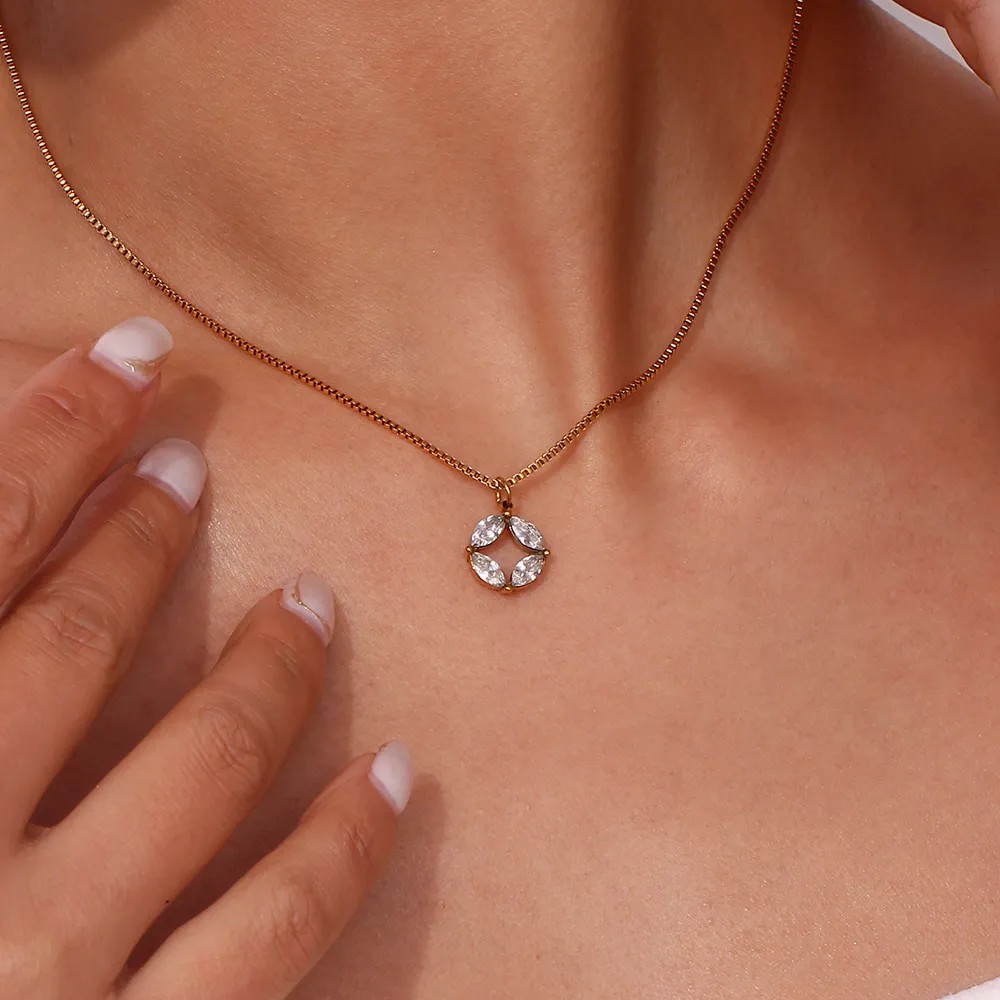 Simple Style Classic Style Horse Eye Stainless Steel Plating Inlay Zircon 18K Gold Plated Pendant Necklace_colorza_12