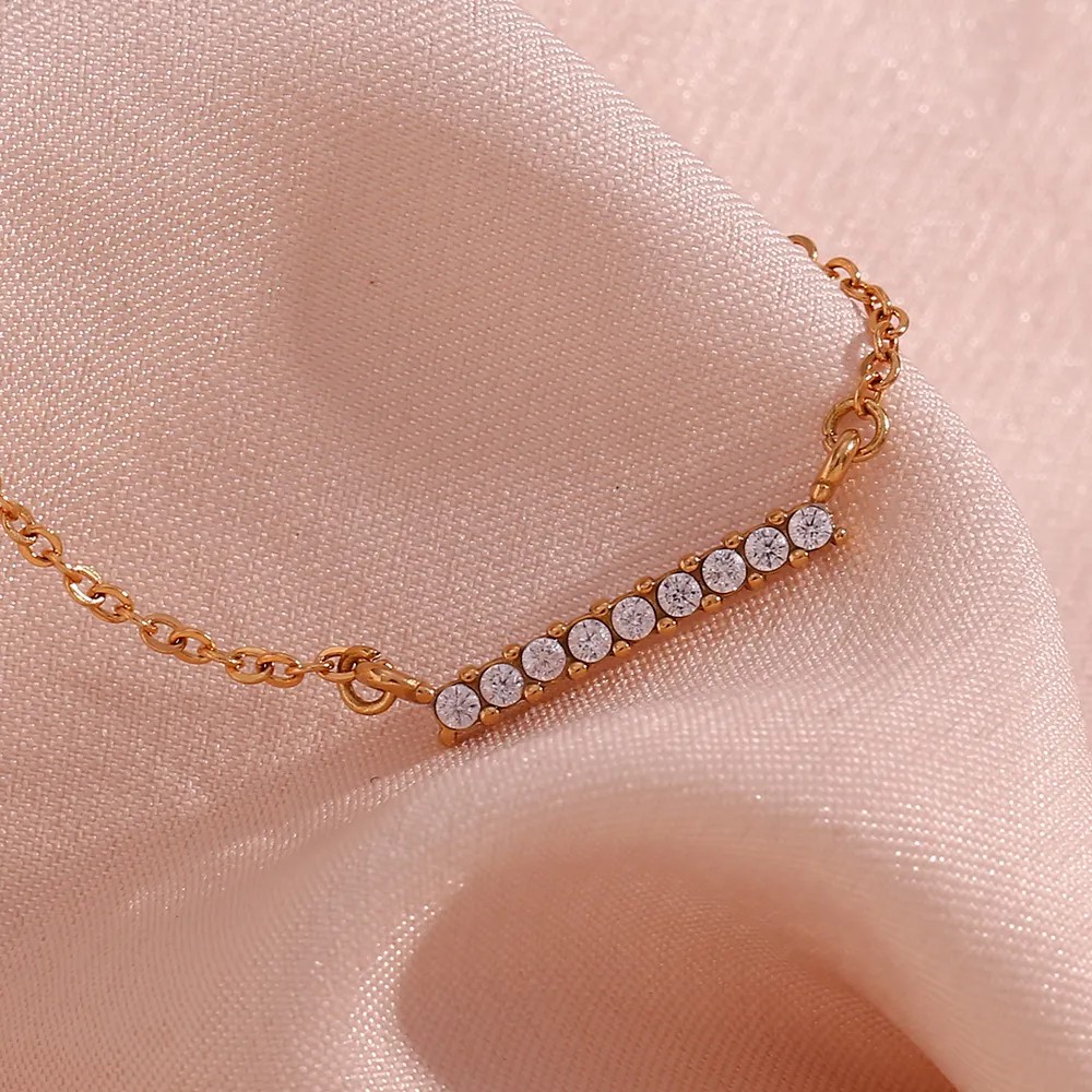 Basic Simple Style Classic Style Solid Color Stainless Steel Plating Inlay Zircon 18K Gold Plated Necklace_colorza_1