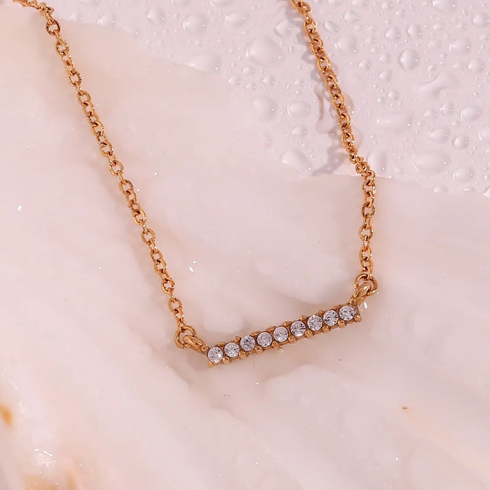 Basic Simple Style Classic Style Solid Color Stainless Steel Plating Inlay Zircon 18K Gold Plated Necklace_colorza_5