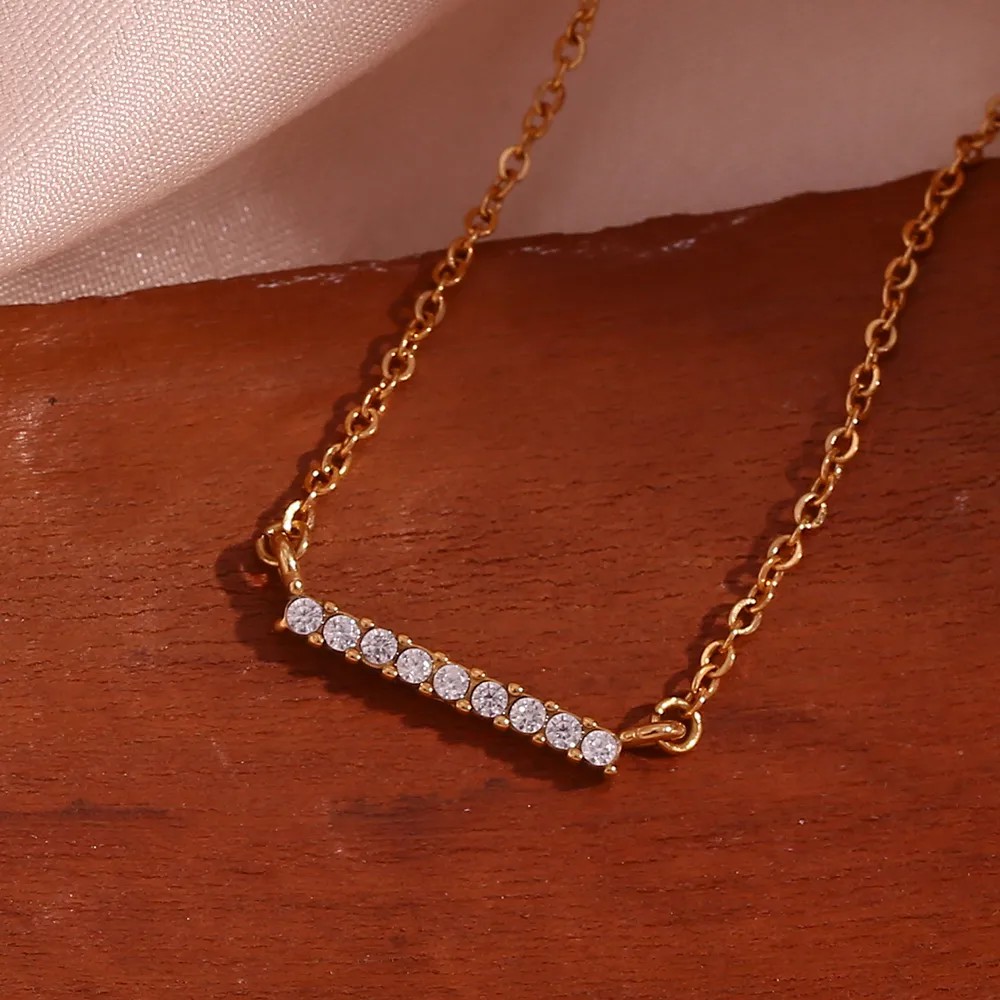 Basic Simple Style Classic Style Solid Color Stainless Steel Plating Inlay Zircon 18K Gold Plated Necklace_colorza_7