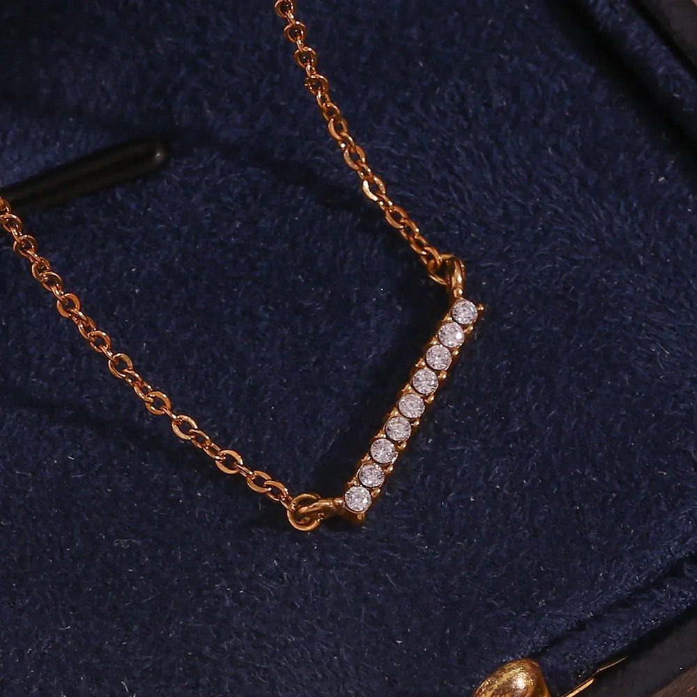 Basic Simple Style Classic Style Solid Color Stainless Steel Plating Inlay Zircon 18K Gold Plated Necklace_colorza_8