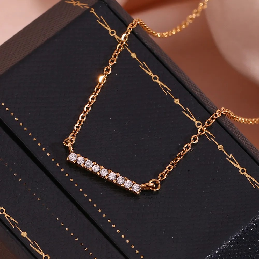 Basic Simple Style Classic Style Solid Color Stainless Steel Plating Inlay Zircon 18K Gold Plated Necklace_colorza_9