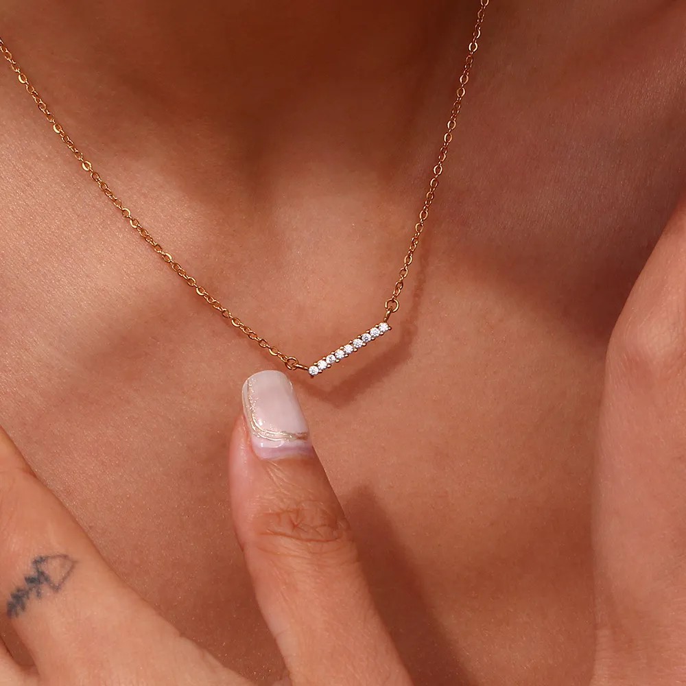 Basic Simple Style Classic Style Solid Color Stainless Steel Plating Inlay Zircon 18K Gold Plated Necklace_colorza_10