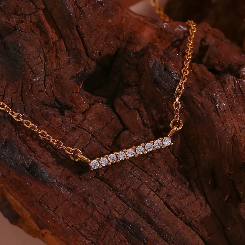 Basic Simple Style Classic Style Solid Color Stainless Steel Plating Inlay Zircon 18K Gold Plated Necklace_colorza_12