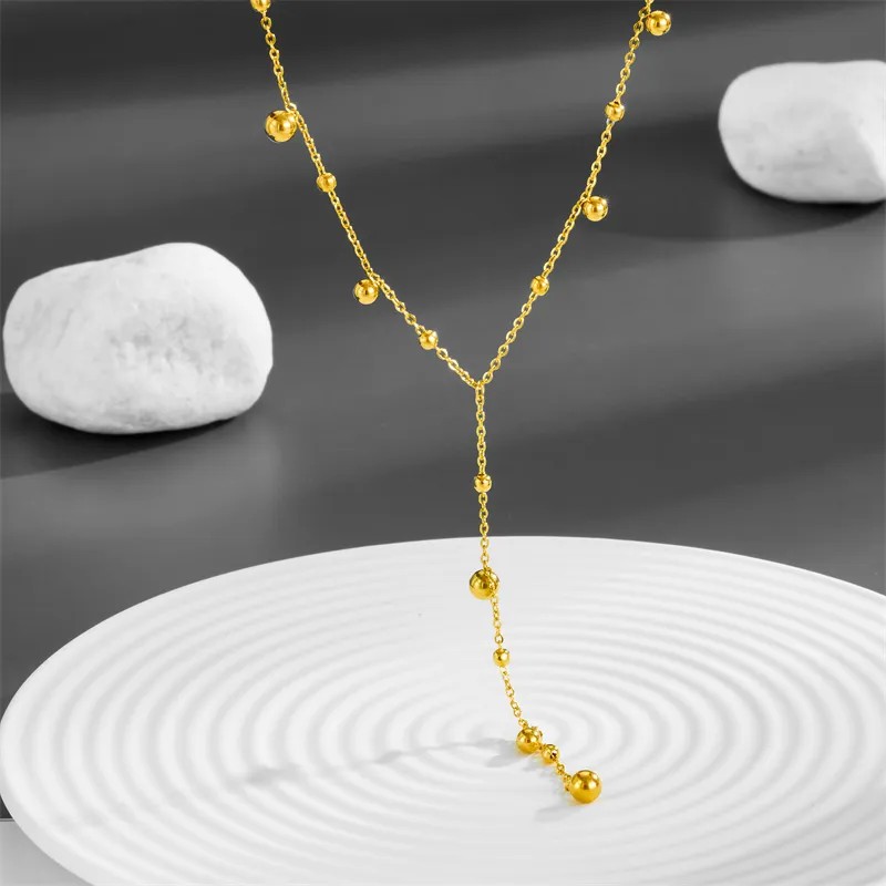 IG Style Simple Style Round Titanium Steel Plating Hollow Out 18K Gold Plated Necklace_colorza_4