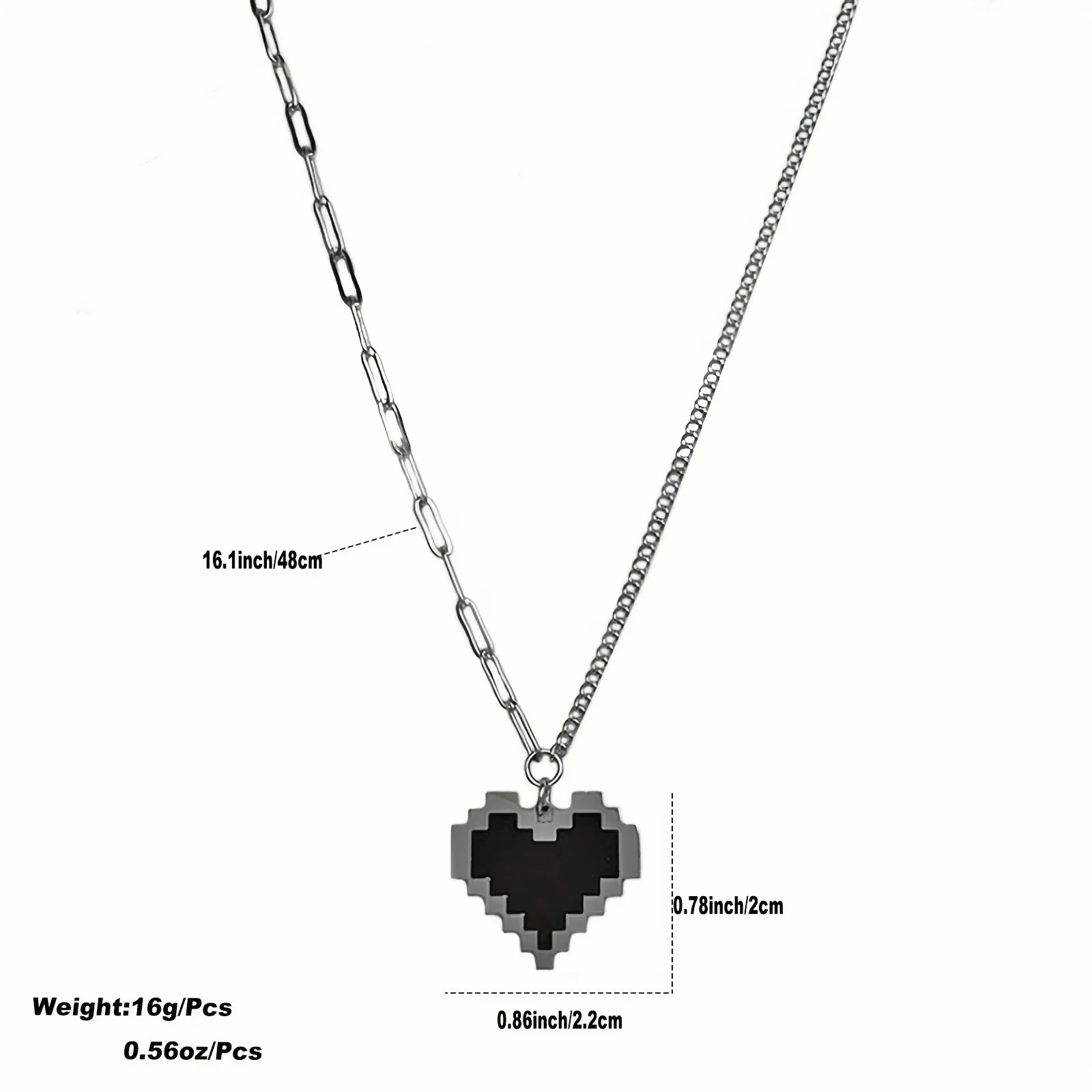 Hip-Hop Simple Style Heart Shape Stainless Steel Plating Silver Plated Pendant Necklace_colorza_1