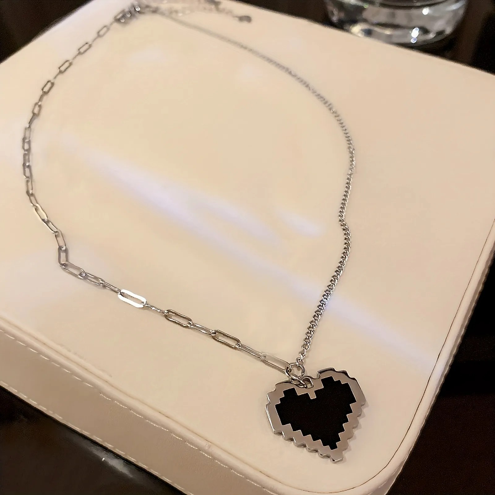 Hip-Hop Simple Style Heart Shape Stainless Steel Plating Silver Plated Pendant Necklace_colorza_4
