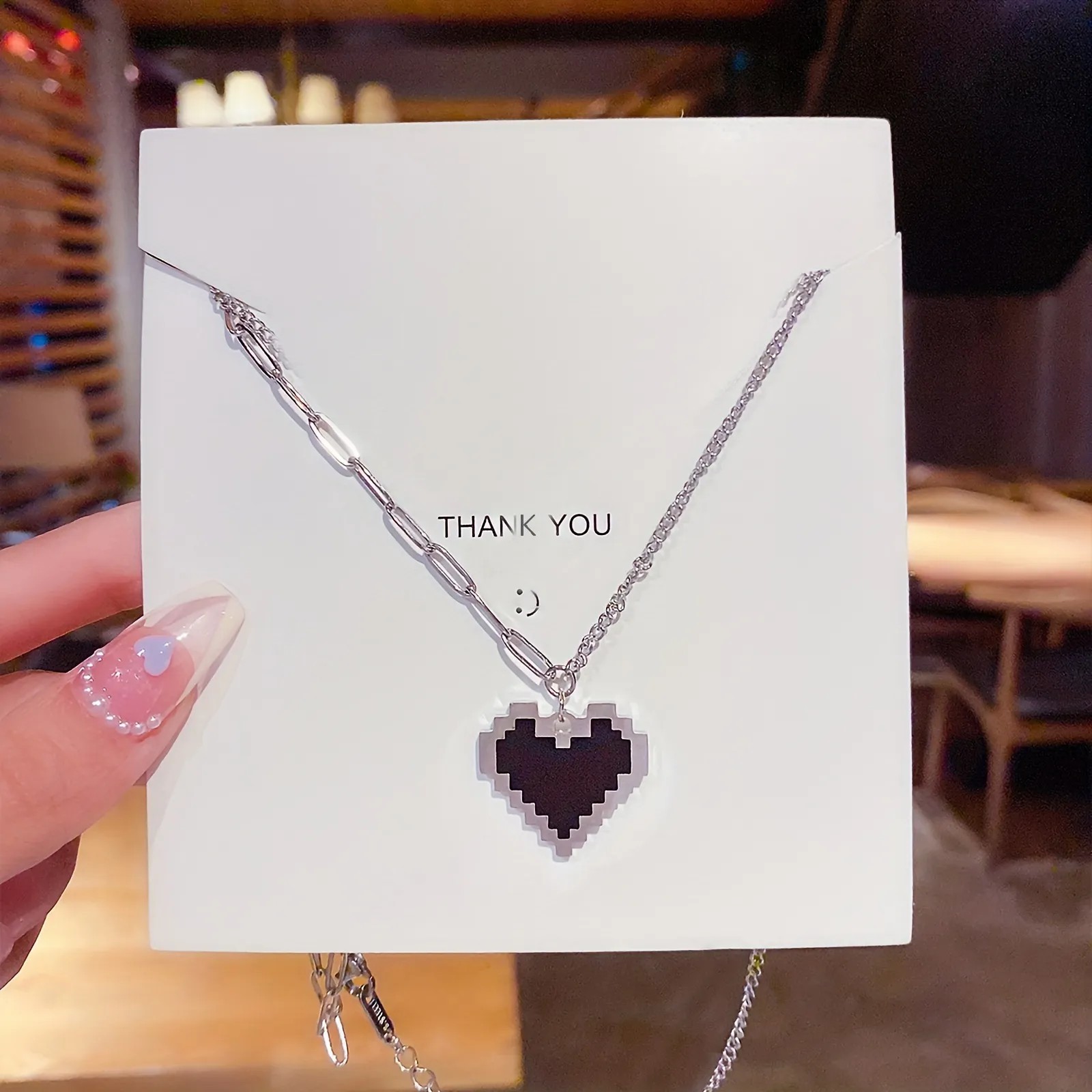 Hip-Hop Simple Style Heart Shape Stainless Steel Plating Silver Plated Pendant Necklace_colorza_5