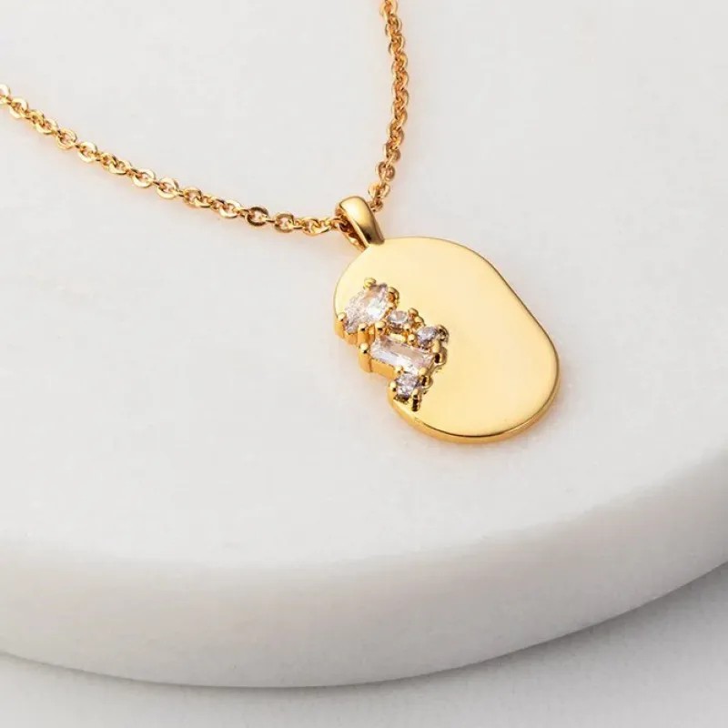 Vintage Style Commute Oval Stainless Steel Plating Inlay Zircon 18K Gold Plated Pendant Necklace_colorza_1