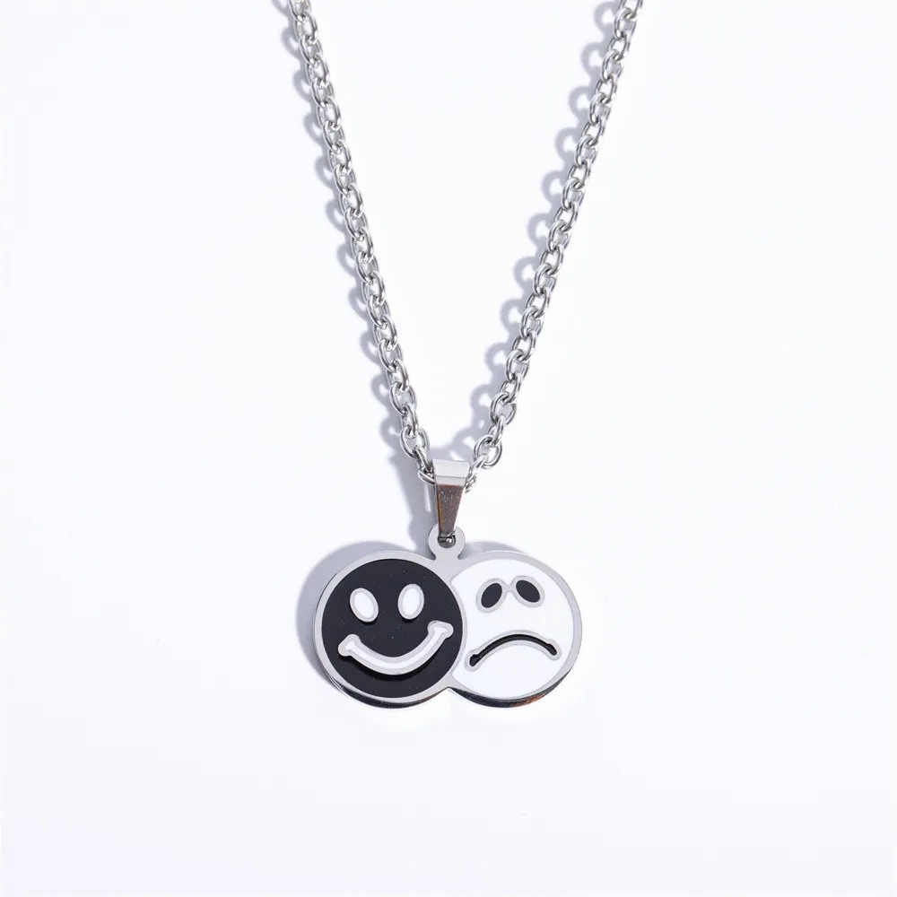 Retro Punk Classic Style Smiley Face Stainless Steel Plating 18K Gold Plated Pendant Necklace_colorza_1