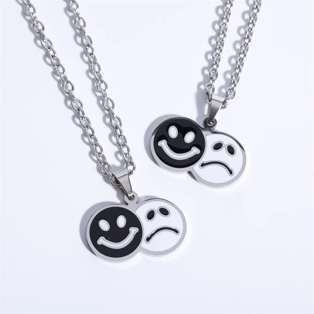 Retro Punk Classic Style Smiley Face Stainless Steel Plating 18K Gold Plated Pendant Necklace_colorza_2