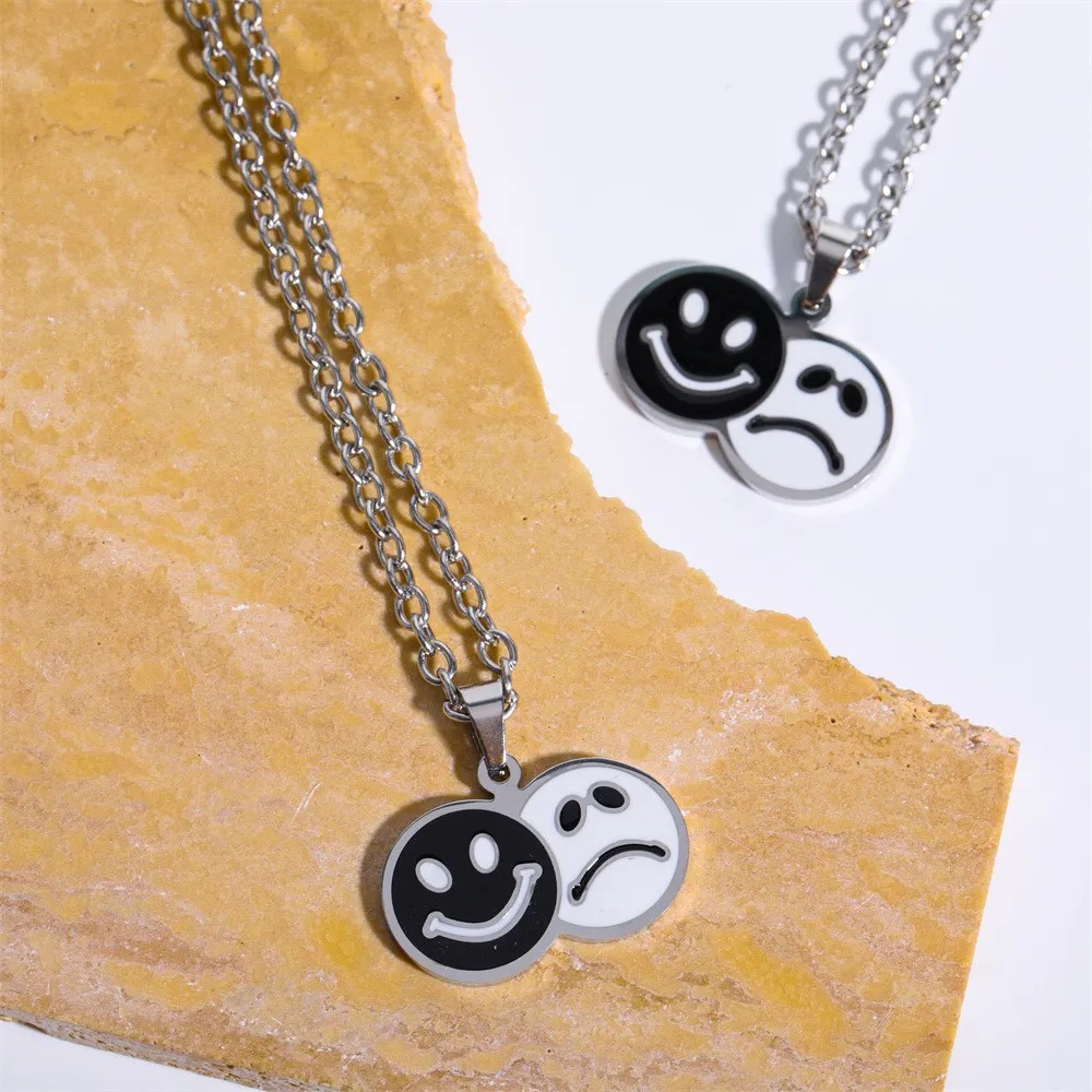 Retro Punk Classic Style Smiley Face Stainless Steel Plating 18K Gold Plated Pendant Necklace_colorza_6