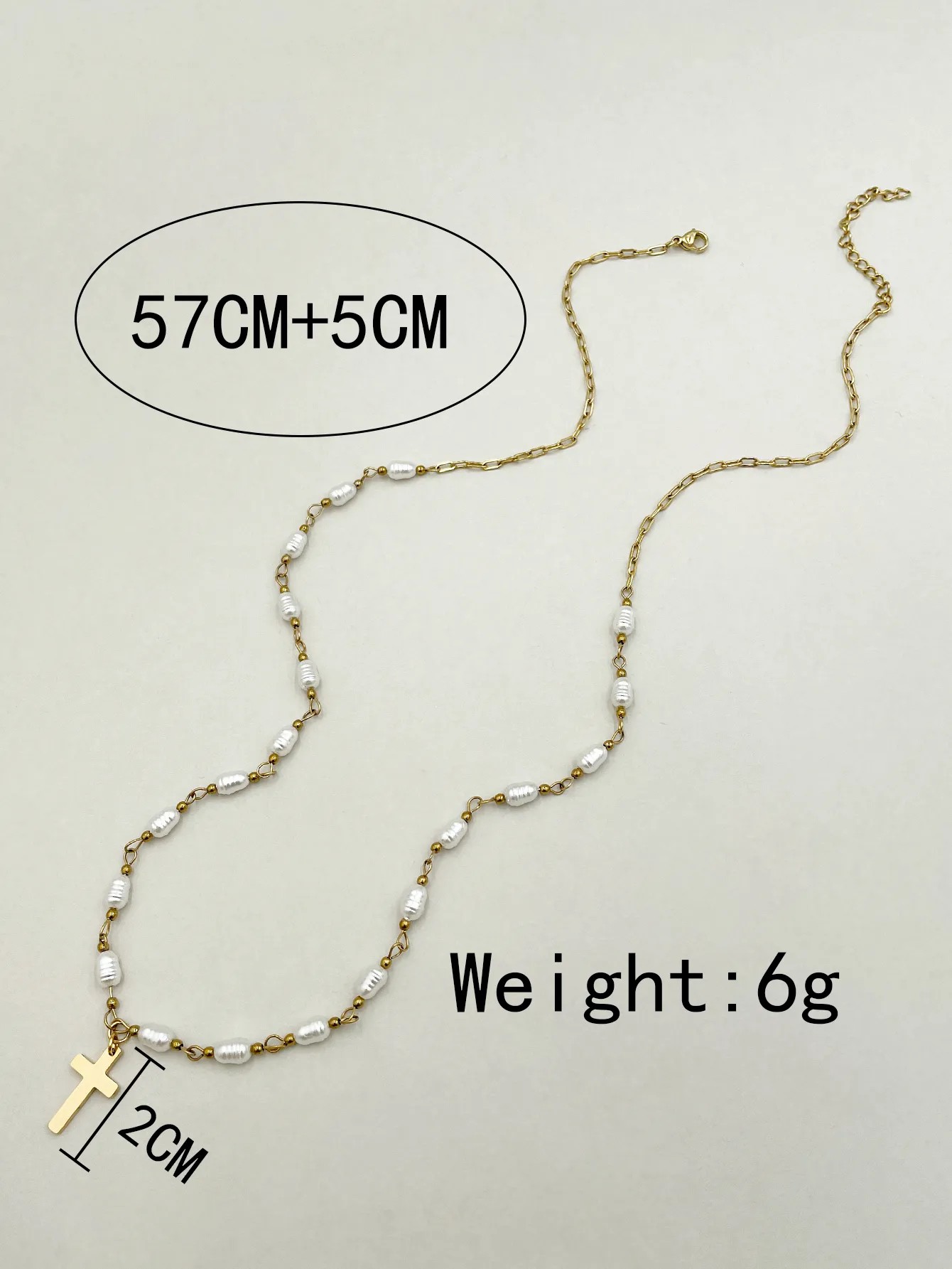 Elegant Simple Style Cross Stainless Steel Imitation Pearl Polishing Plating Gold Plated Pendant Necklace_colorza_3
