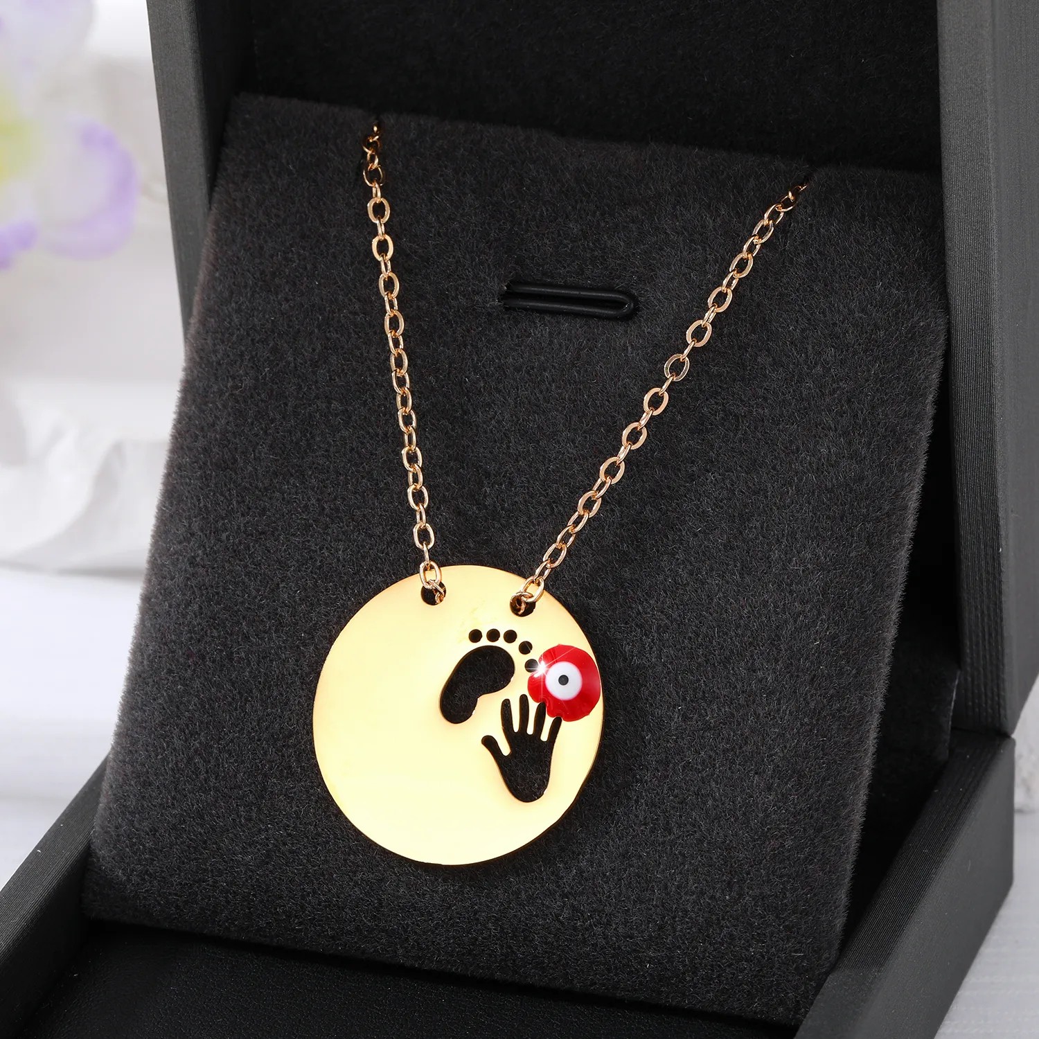 Simple Style Classic Style Round Devil'S Eye Hand Stainless Steel Alloy Plating Hollow Out Pendant Necklace_colorza_9