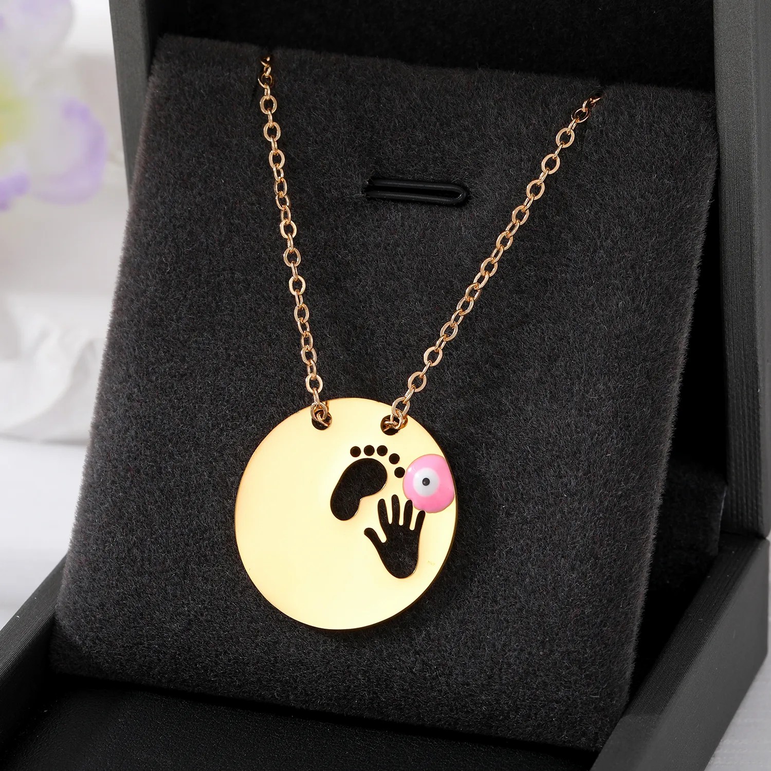 Simple Style Classic Style Round Devil'S Eye Hand Stainless Steel Alloy Plating Hollow Out Pendant Necklace_colorza_10
