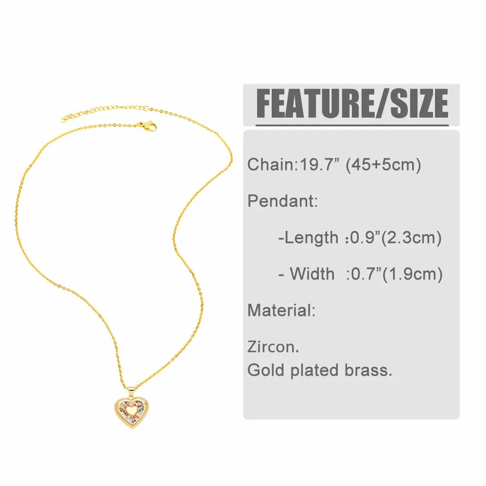 Fashion Simple Style Devil'S Eye Heart Shape Stainless Steel Copper Plating Inlay Zircon 18K Gold Plated Pendant Necklace_colorza_1