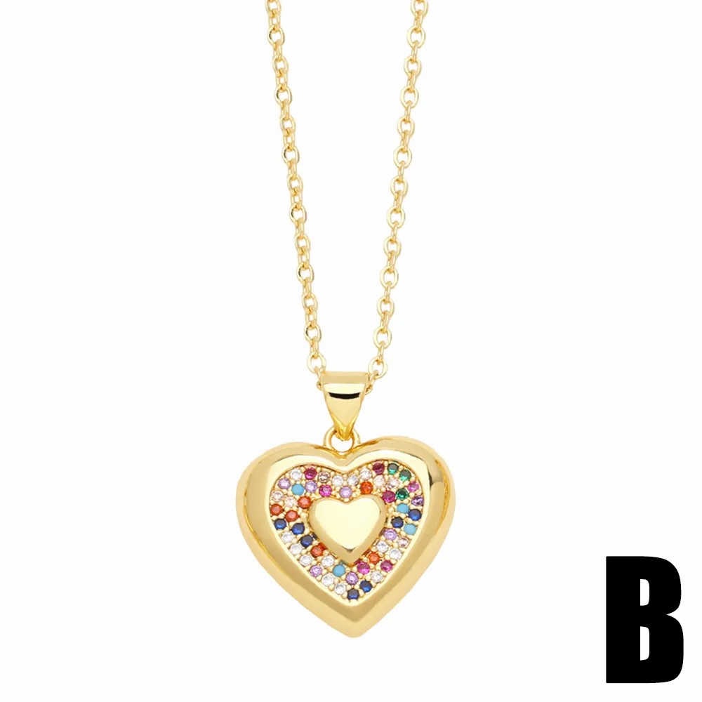 Fashion Simple Style Devil'S Eye Heart Shape Stainless Steel Copper Plating Inlay Zircon 18K Gold Plated Pendant Necklace_colorza_5