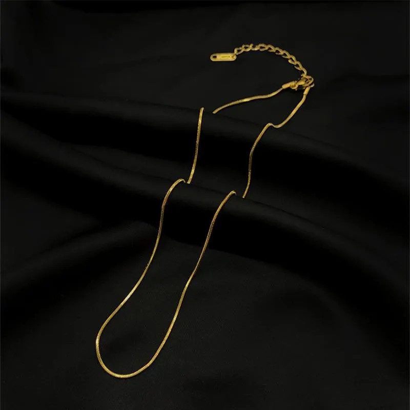 Simple Style Solid Color Titanium Steel Plating 18K Gold Plated Necklace_colorza_1