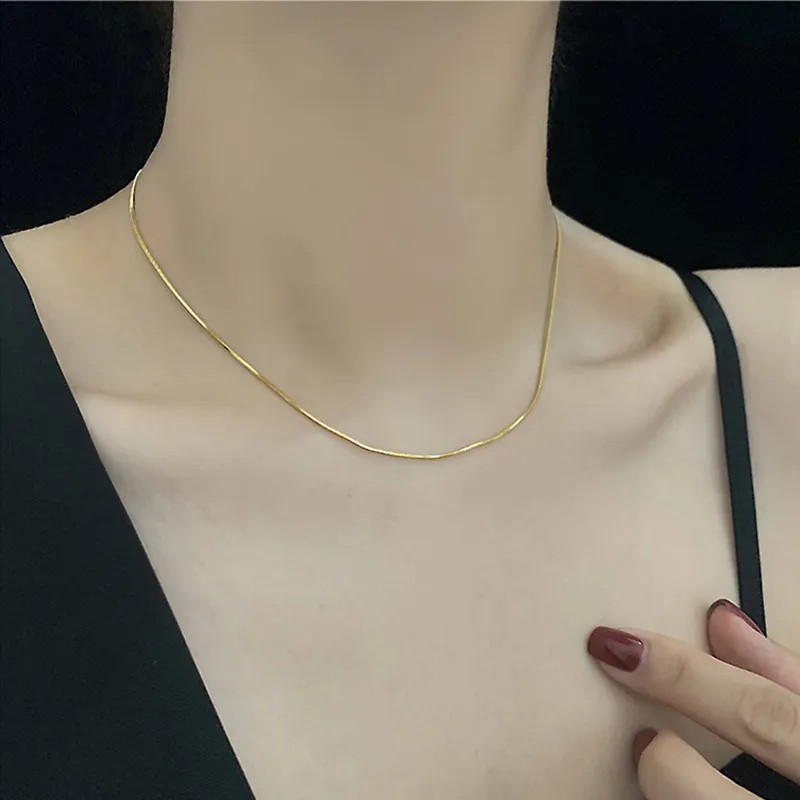 Simple Style Solid Color Titanium Steel Plating 18K Gold Plated Necklace_colorza_2
