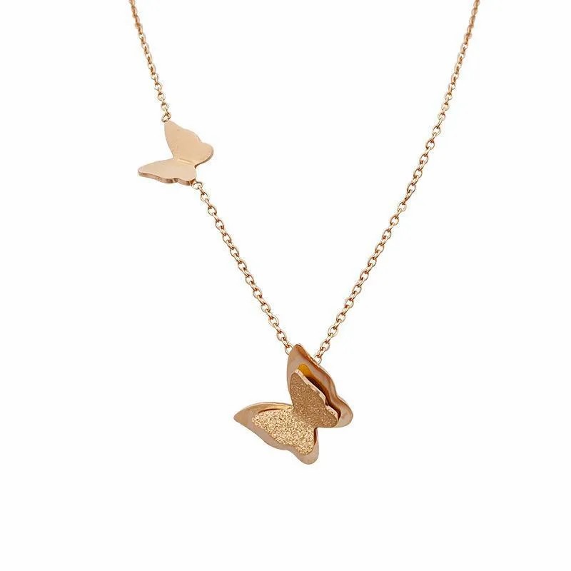 Sweet Butterfly Titanium Steel Plating 18K Gold Plated Pendant Necklace_colorza_1