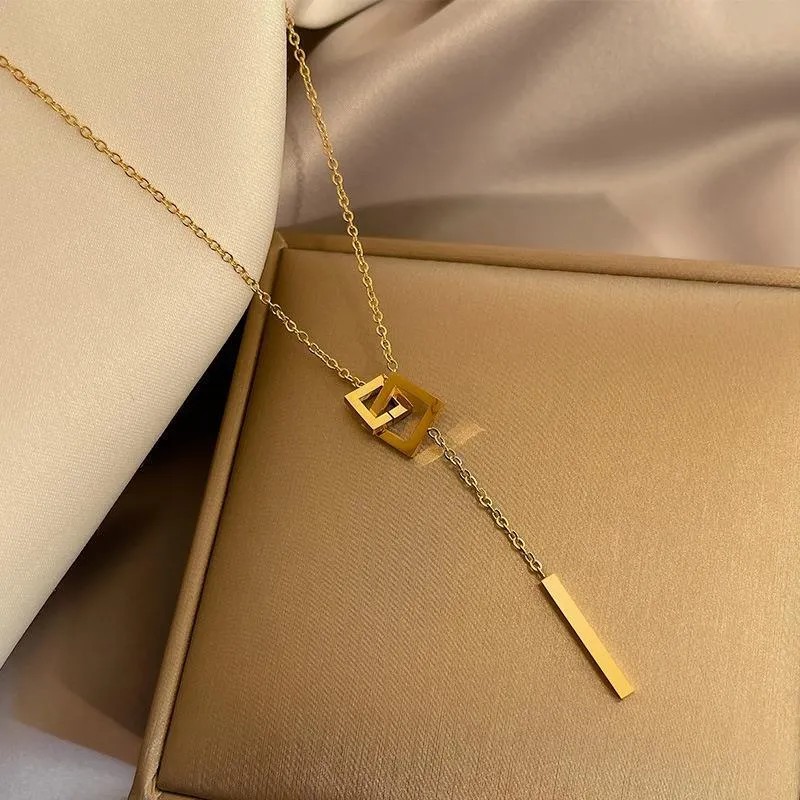 Simple Style Solid Color Titanium Steel Plating 18K Gold Plated Necklace_colorza_1