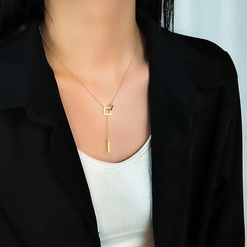 Simple Style Solid Color Titanium Steel Plating 18K Gold Plated Necklace_colorza_2